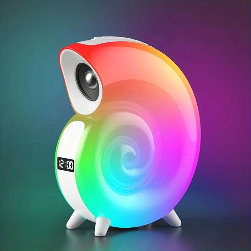Lampa RGB Bluetooth forma de cochilie, Ceas cu alarma, lumina si sunet